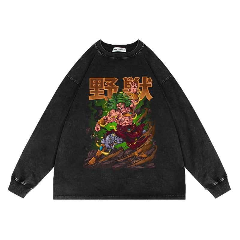 Vintage Anime Washed Oversize Crew Neck Sweatshirt