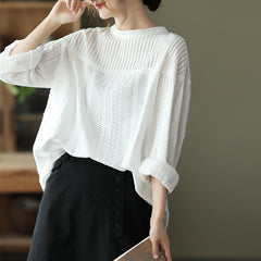 Japanese Style Artistic Pleated Lace Hollow Women's Shirt