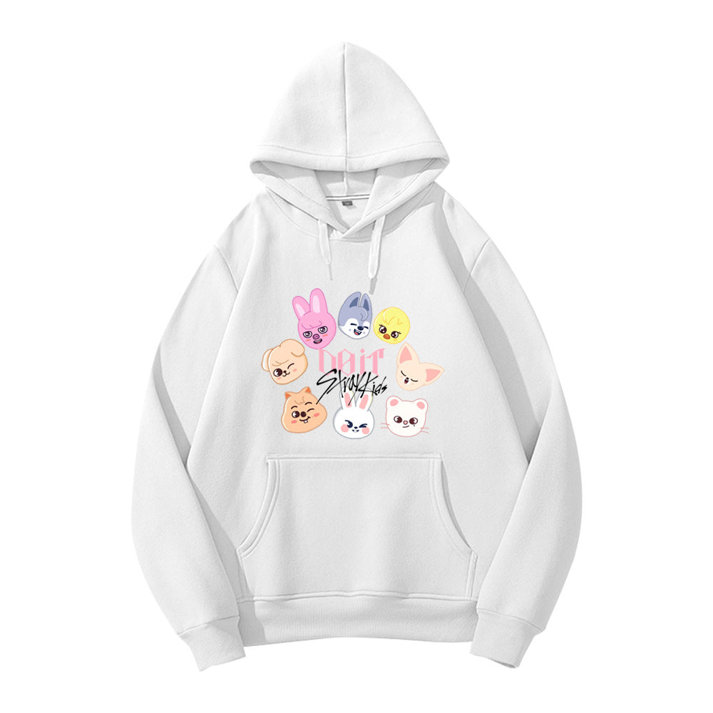 SKZ Pattern Printed Fleece Hoodie