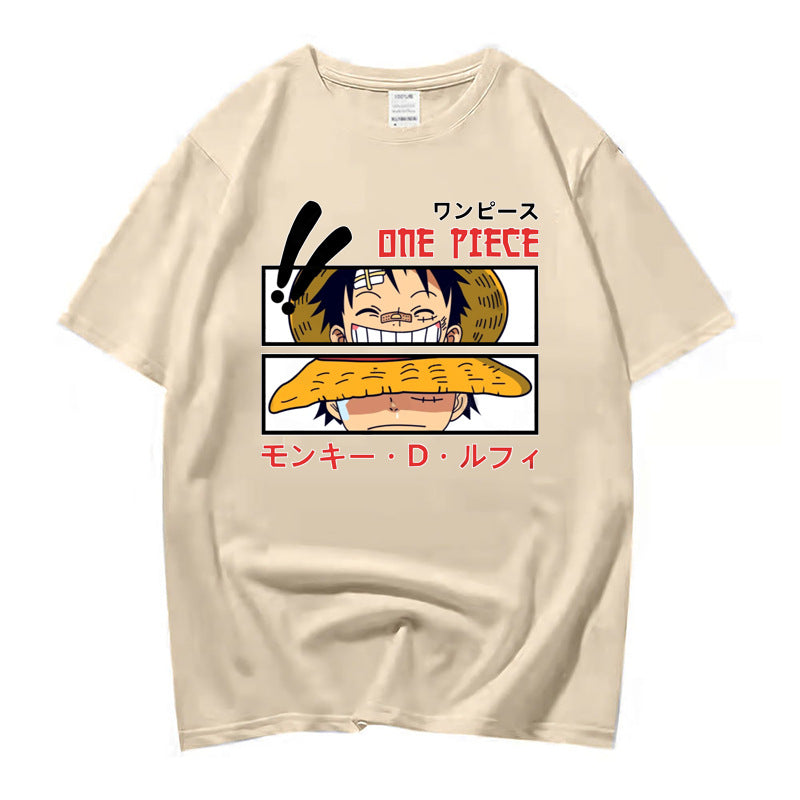 Unisex Casual Luffy Pattern Short Sleeve T-Shirt