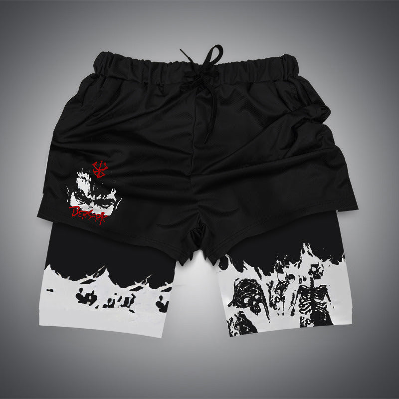 Trendy Men's Anime Digital Print Beach Shorts