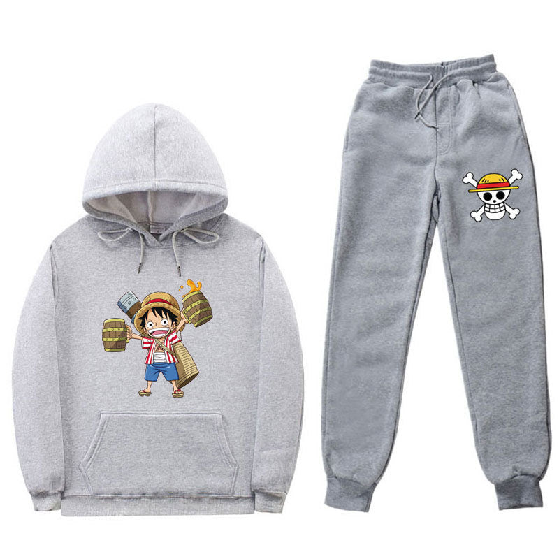 Casual Sports Luffy Graphic Hoodie Pants Tracksuit