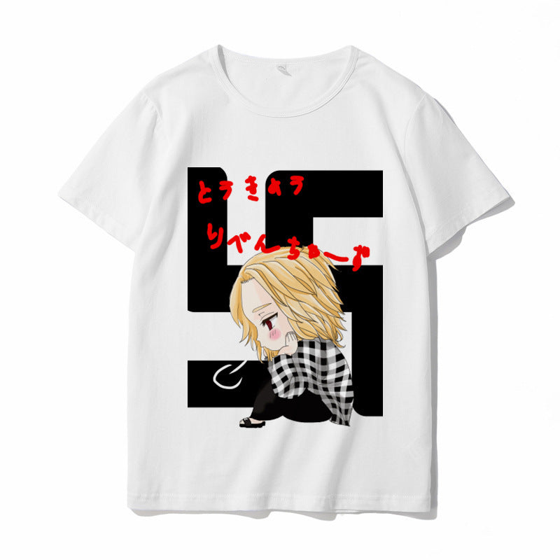 Trendy Tokyo Anime Print Loose Short-sleeved T-shirt