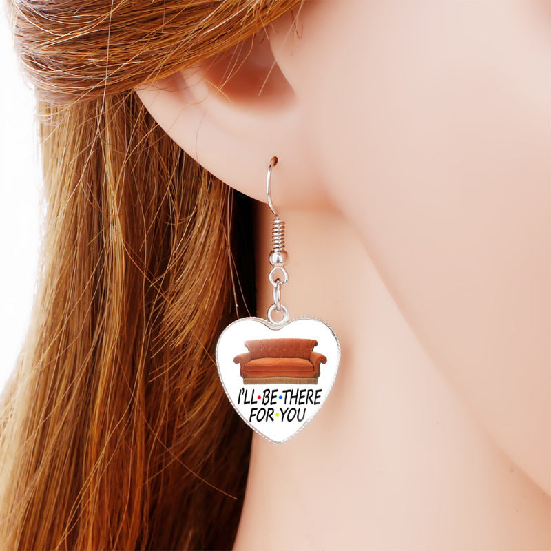 Friends Heart Shape Earrings Jewelry