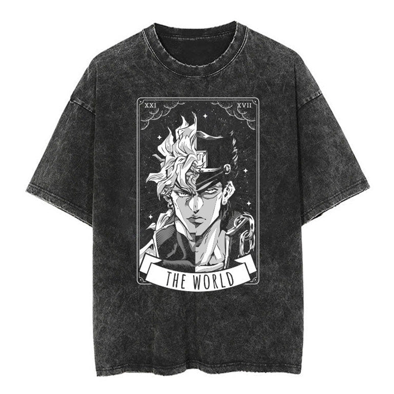 Vintage Anime Washed Loose Short Sleeve T-shirt