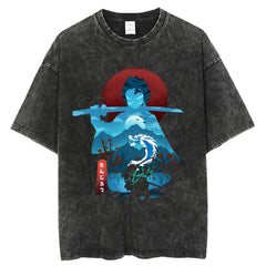 Retro Unisex Washed Anime Loose T-shirt