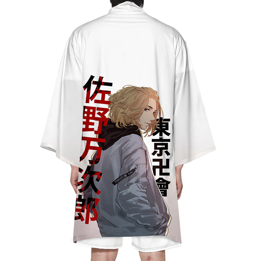 Trendy Men's Anime Revengers Cosplay Long Cape Kimono