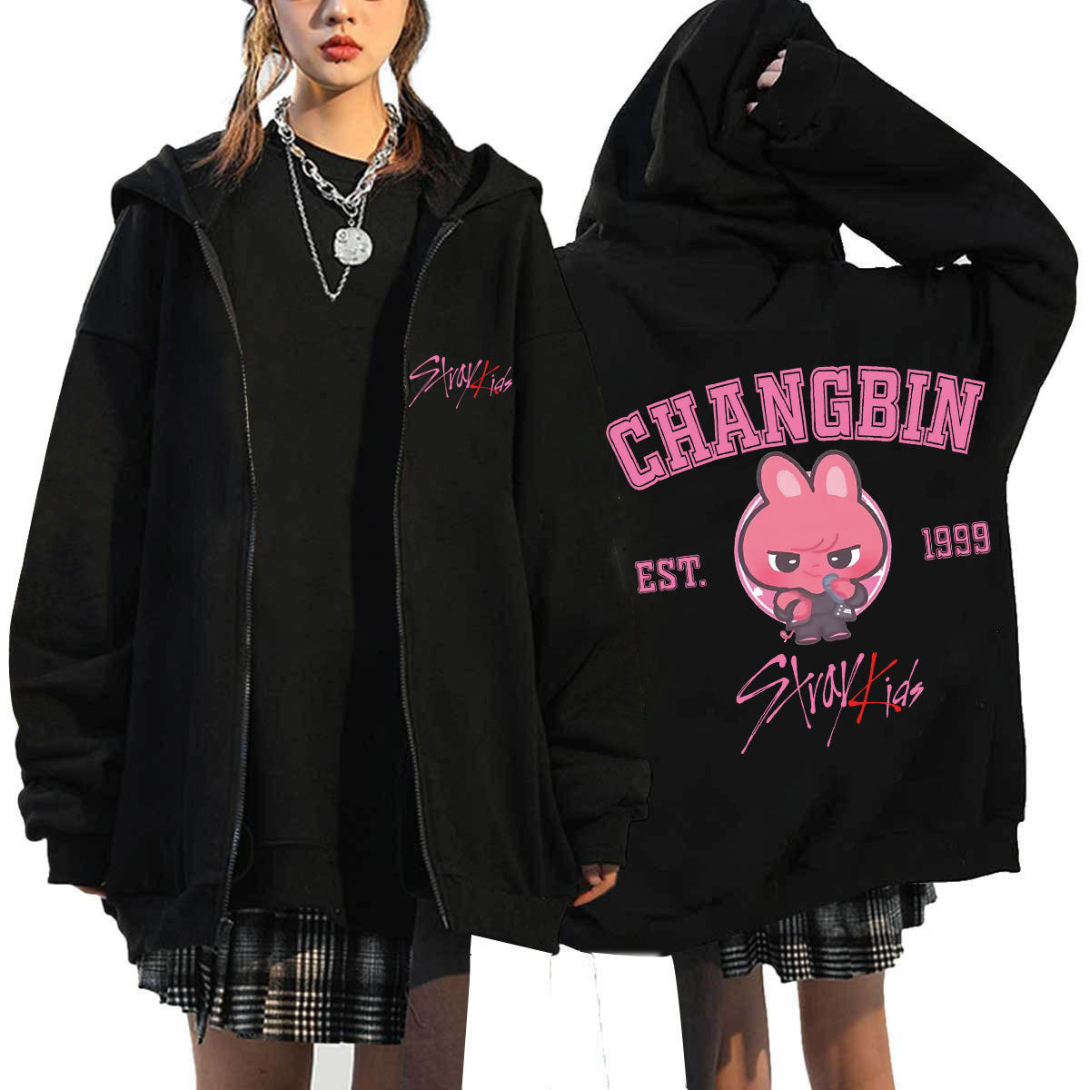 KPOP Dominate Cartoon Printed Zipper Hoodie