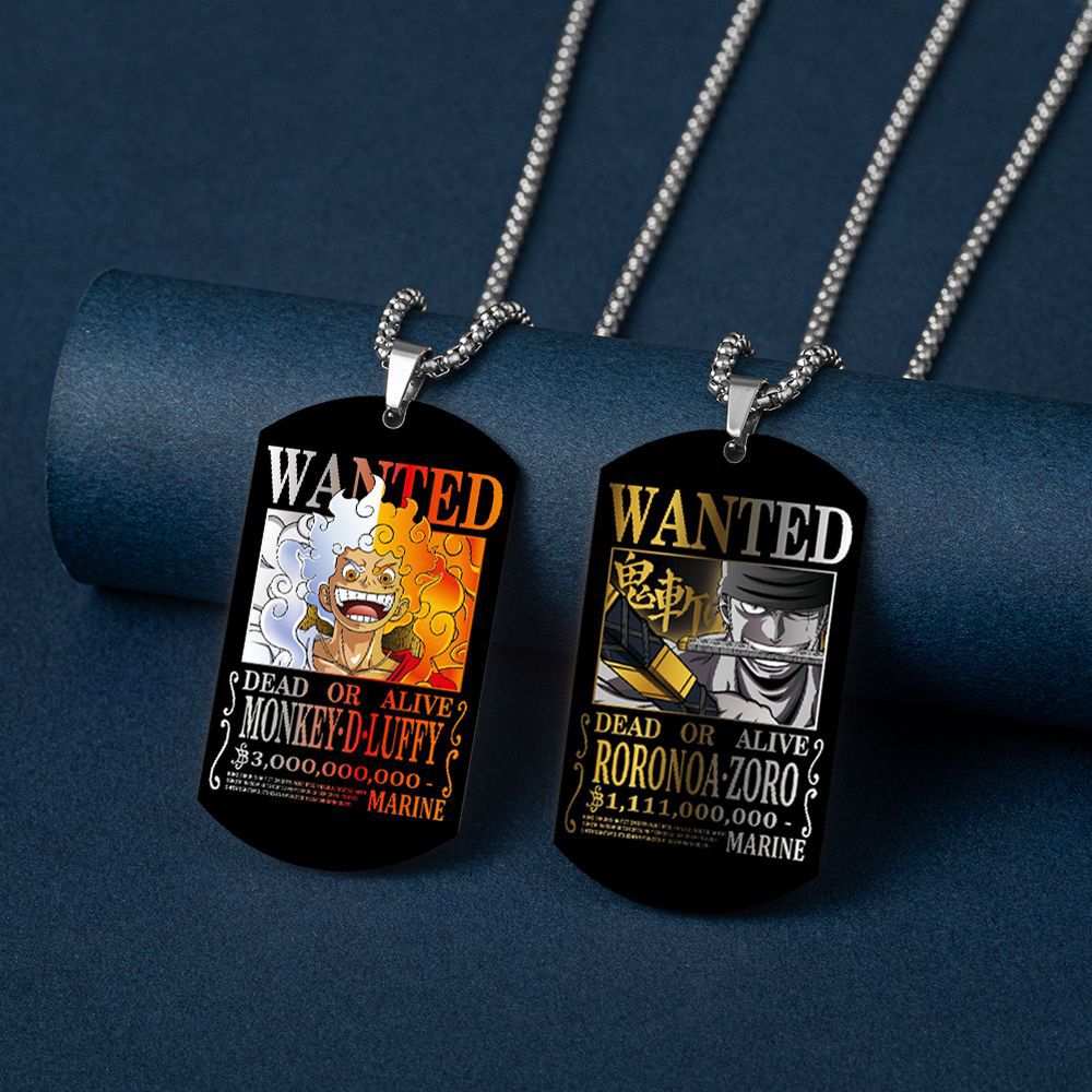 Luffy Wanted Stainless Steel Dog Tag Necklace