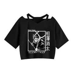 Women's Anime Graphic Printed Short Sleeve Crop T-shirt