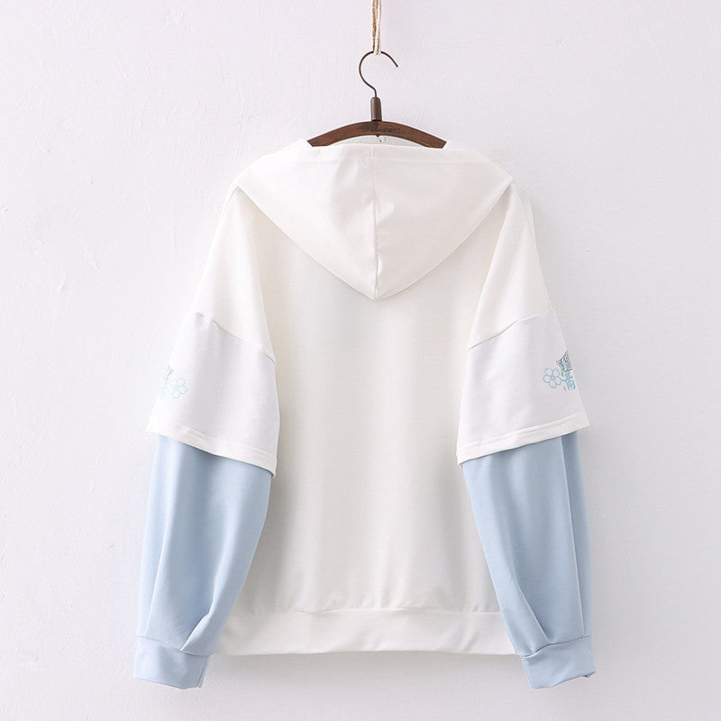 Japanese Style Letter Color Block Women's Hoodie