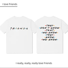 Unisex Casual Friends Letter Loose T-shirt