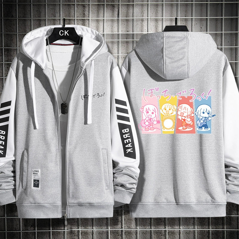 Unisex Cute Anime Cos Zipper Hooded Jacket