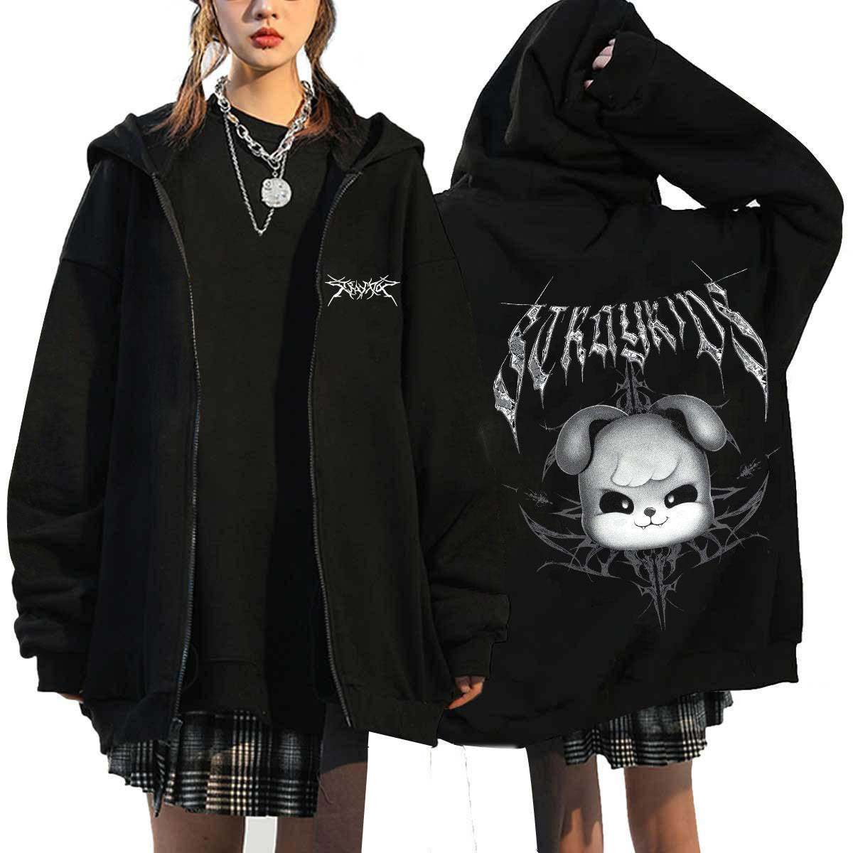 Casual KPOP Dominate Printed Zipper Hoodie