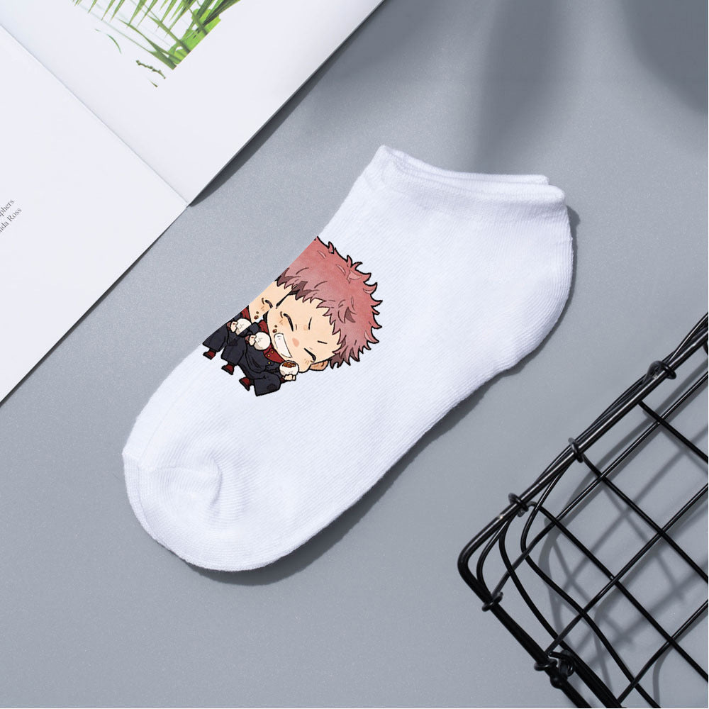 Casual Anime Cotton Breathable Boat Socks