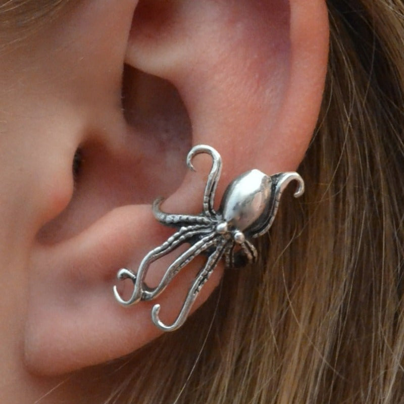 Retro Octopus Alloy Ear Clips