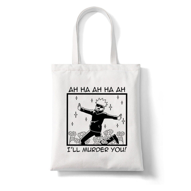 Trendy Anime Printed Canvas Shoulder Tote Bag