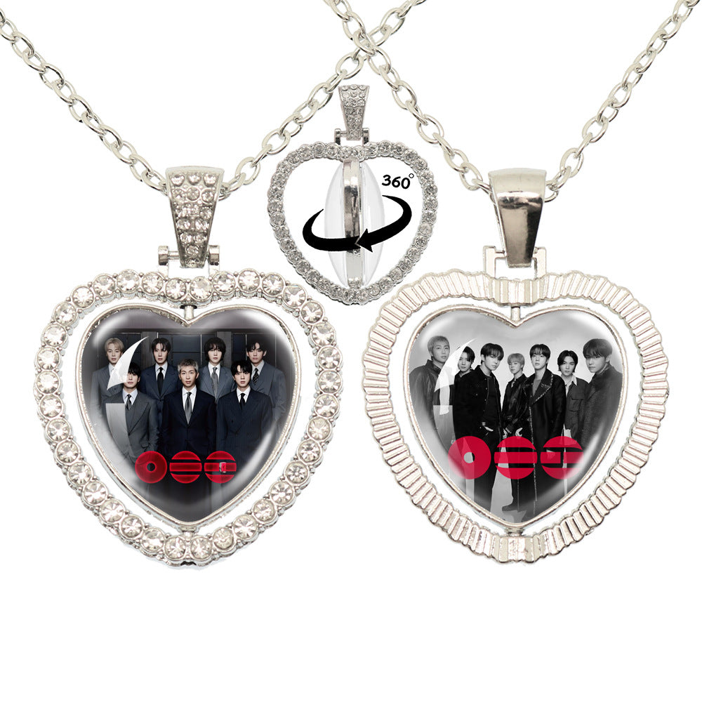 ARIRANG Heart Gem Double Sided Rotary Necklace