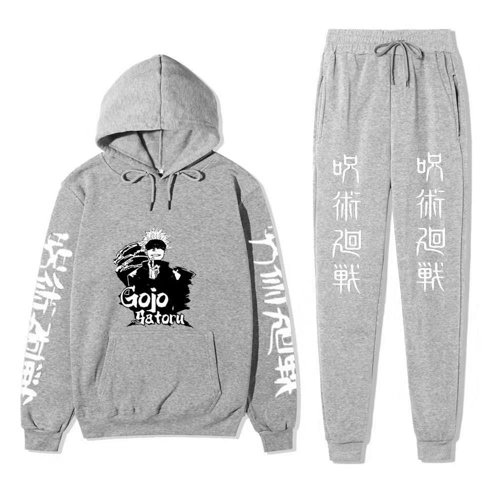 Unisex Gojo Printed Casual Hoodie Sports Pants Set