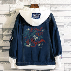 EN- World Tour Print Loose Hooded Denim Jacket