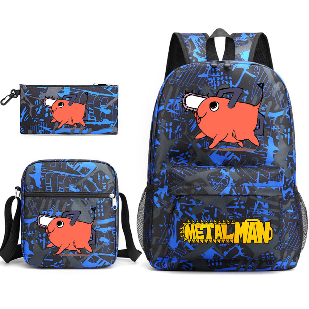 Pochita School Bag Three-piece Backpack