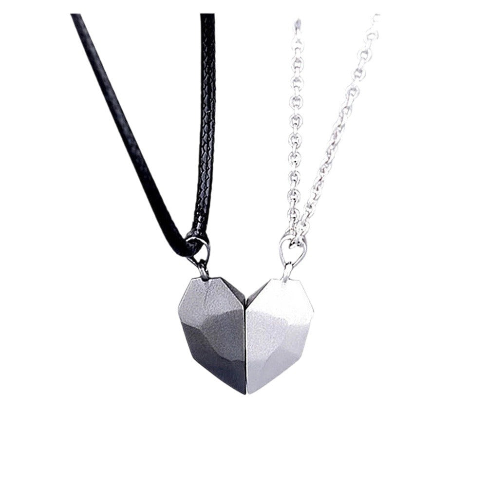 Versatile Magnetite Heart-shaped Couple Necklace