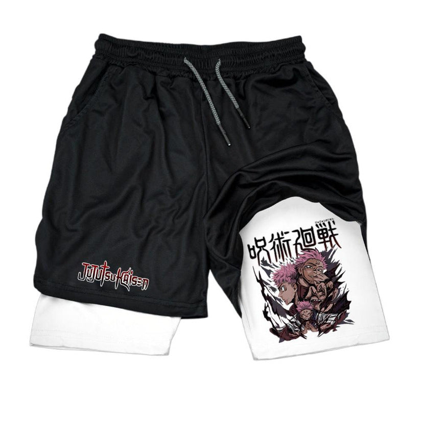 Casual Anime Printed Drawstring Sports Shorts
