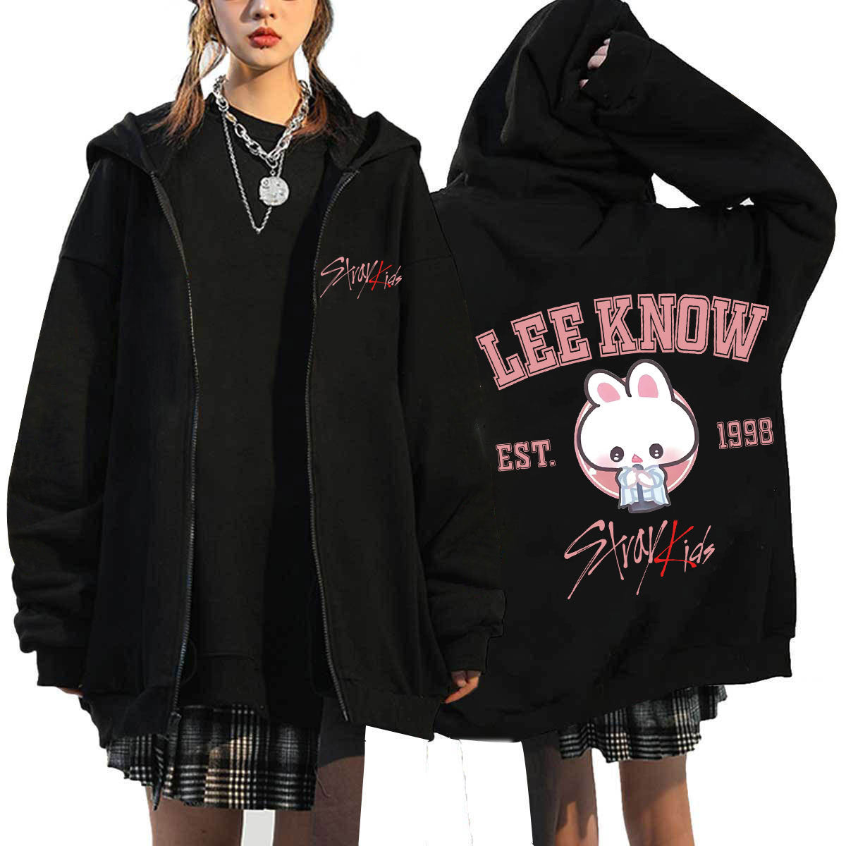KPOP Dominate Cartoon Printed Zipper Hoodie
