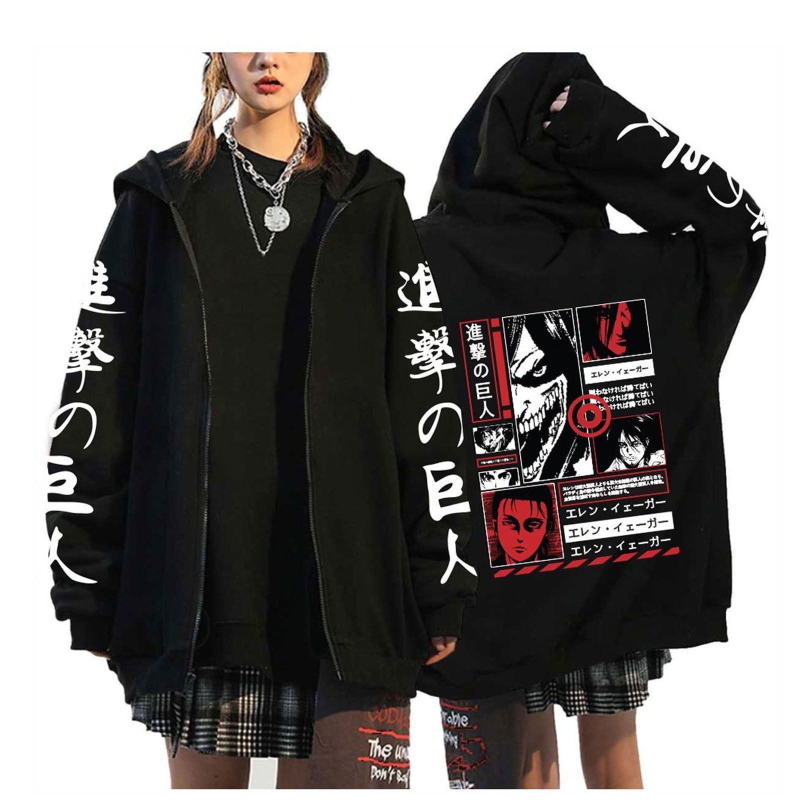 Unisex Anime Graphic Printed Zipper Fhoodie