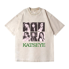 Vintage Katseye Cotton Washed Short-sleeved T-shirt