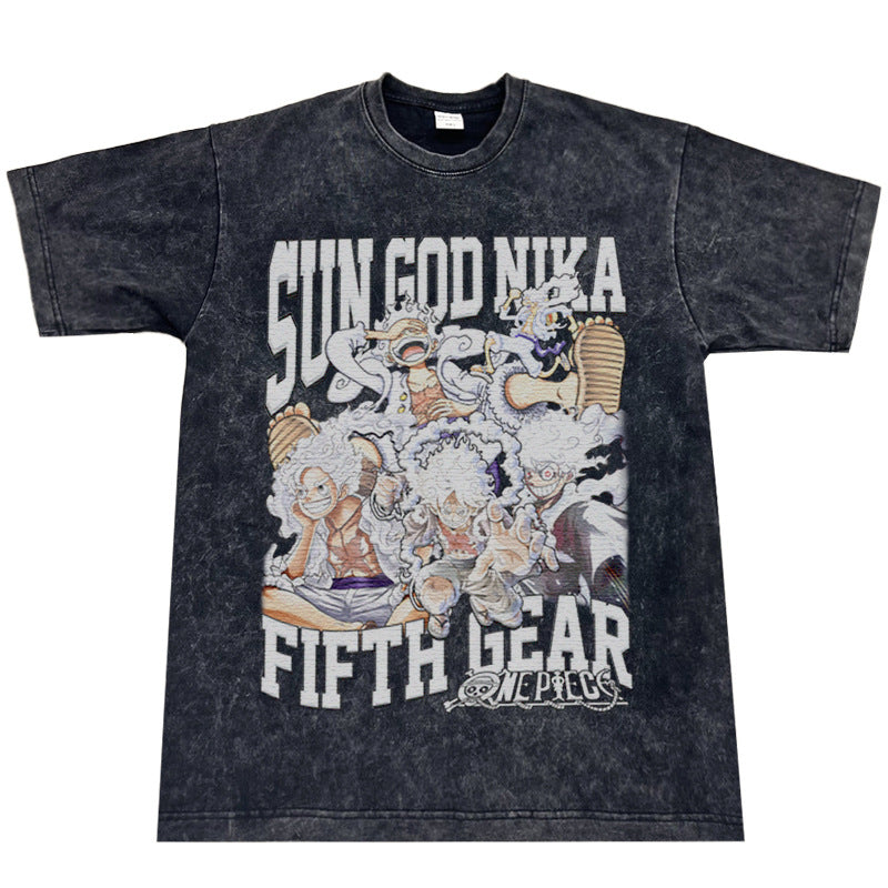 Luffy Short Sleeve Loose Washed T-Shirt