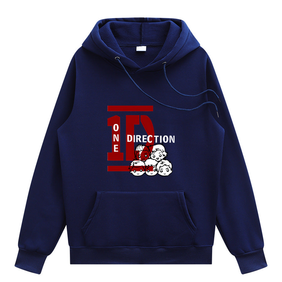 Casual 1D Graphic Printed Pullover Hoodie