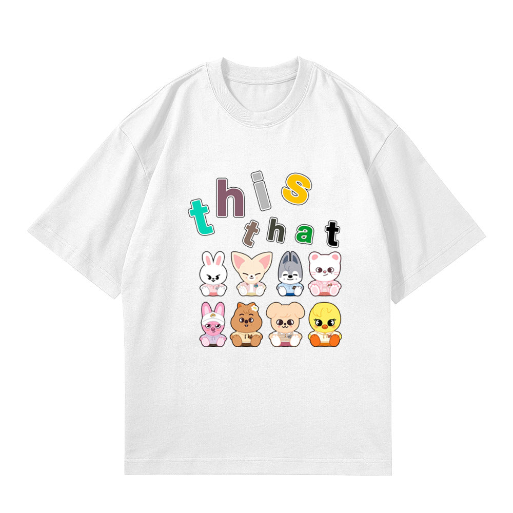 SKZ THIS&THAT Pattern Print Casual Summer T-shirt