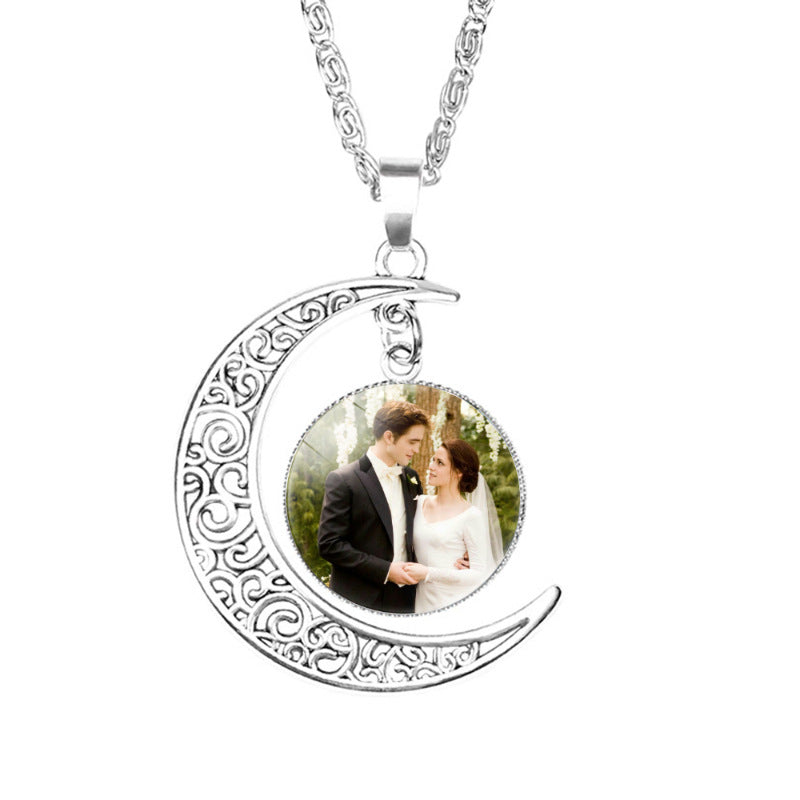 Twilight Gemstone Crescent Moon Necklace