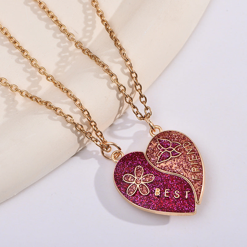 BEST FRIENDS Heart-shaped Pendant Necklace