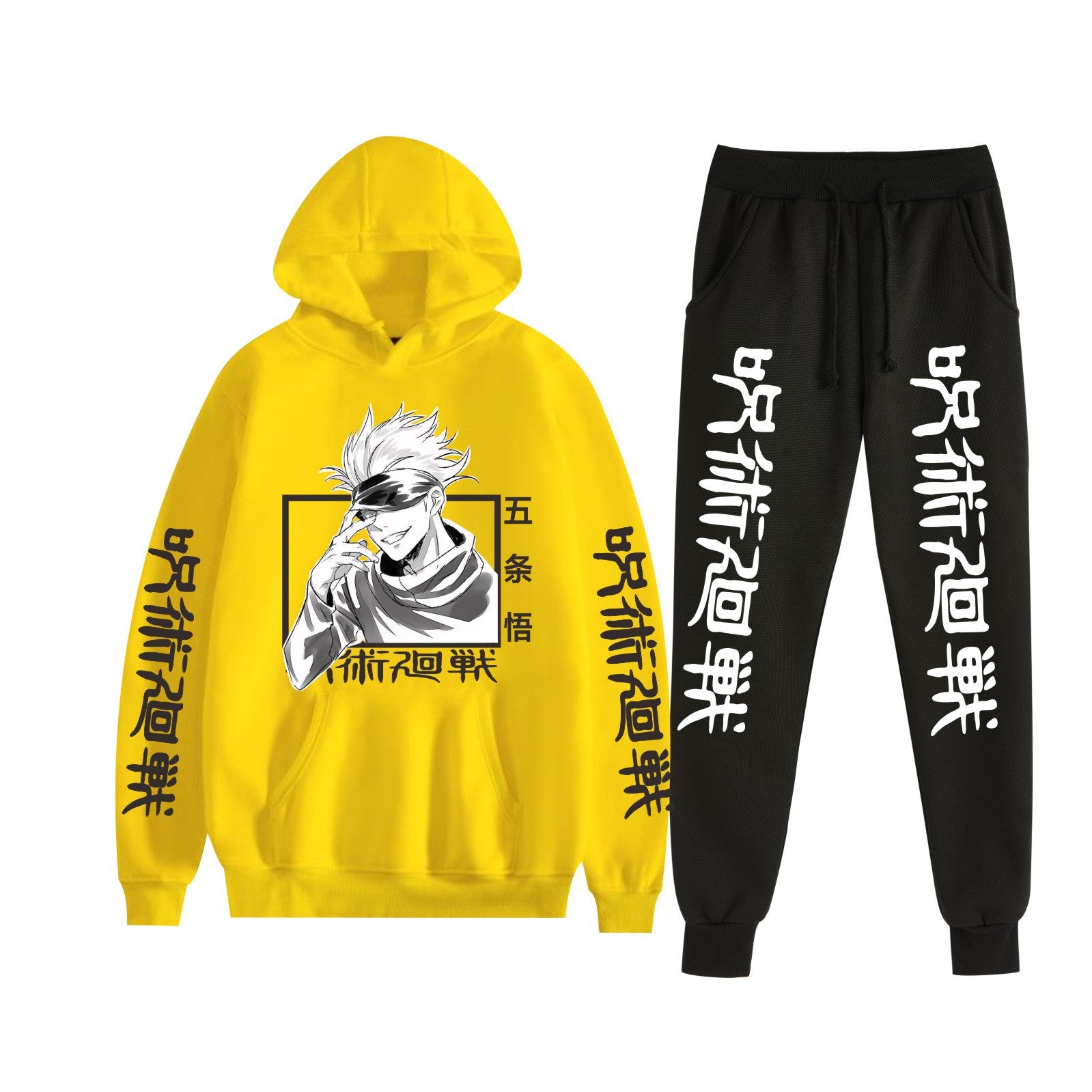 Unisex Anime Gojo Printed Hoodie Trousers Set