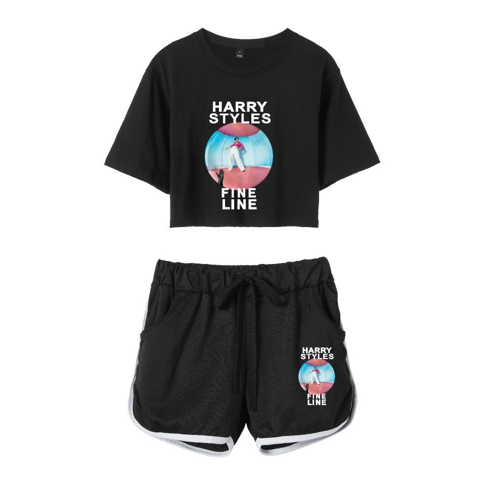 Casual Girls Print Cropped Top Shorts Co-ords