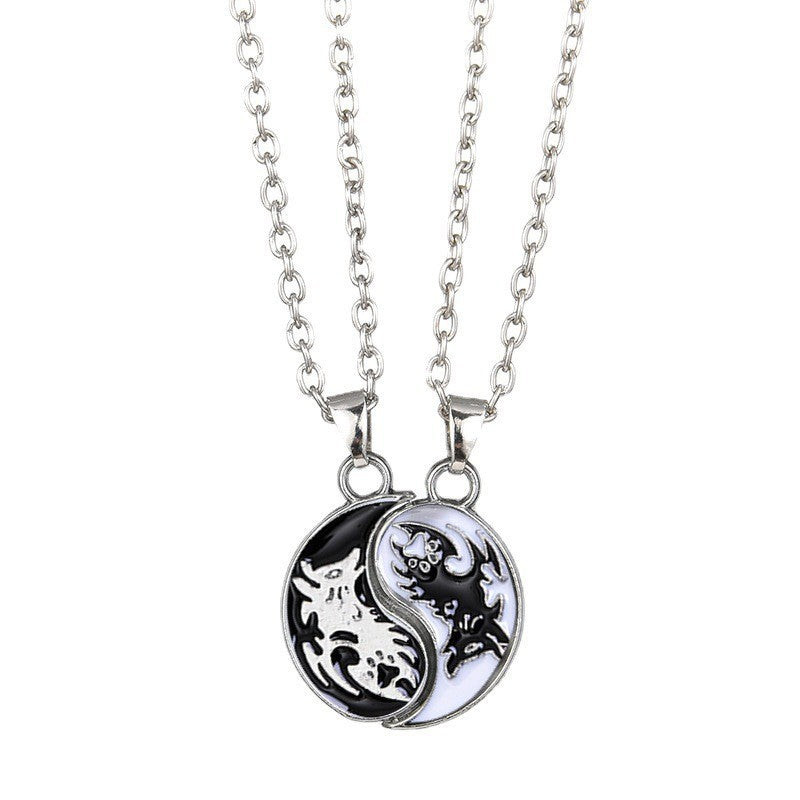 Sun Moon Yin Yang Couple Necklace Set