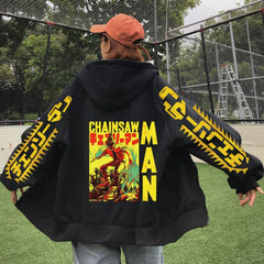Unisex Anime Print Loog Sleeve Zipper Hoodie