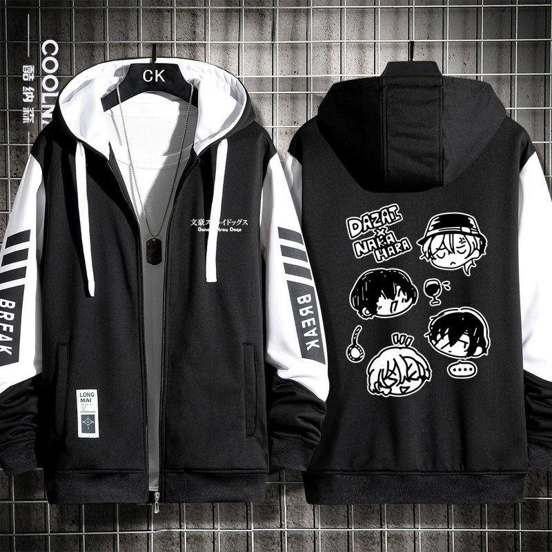 Unisex Anime Dazai Cardigan Zipper Hoodie