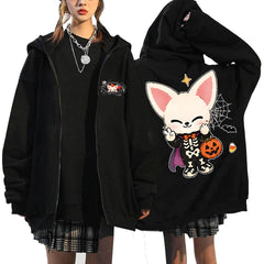 SKZ Halloween Printed Zip-up Black Hoodie