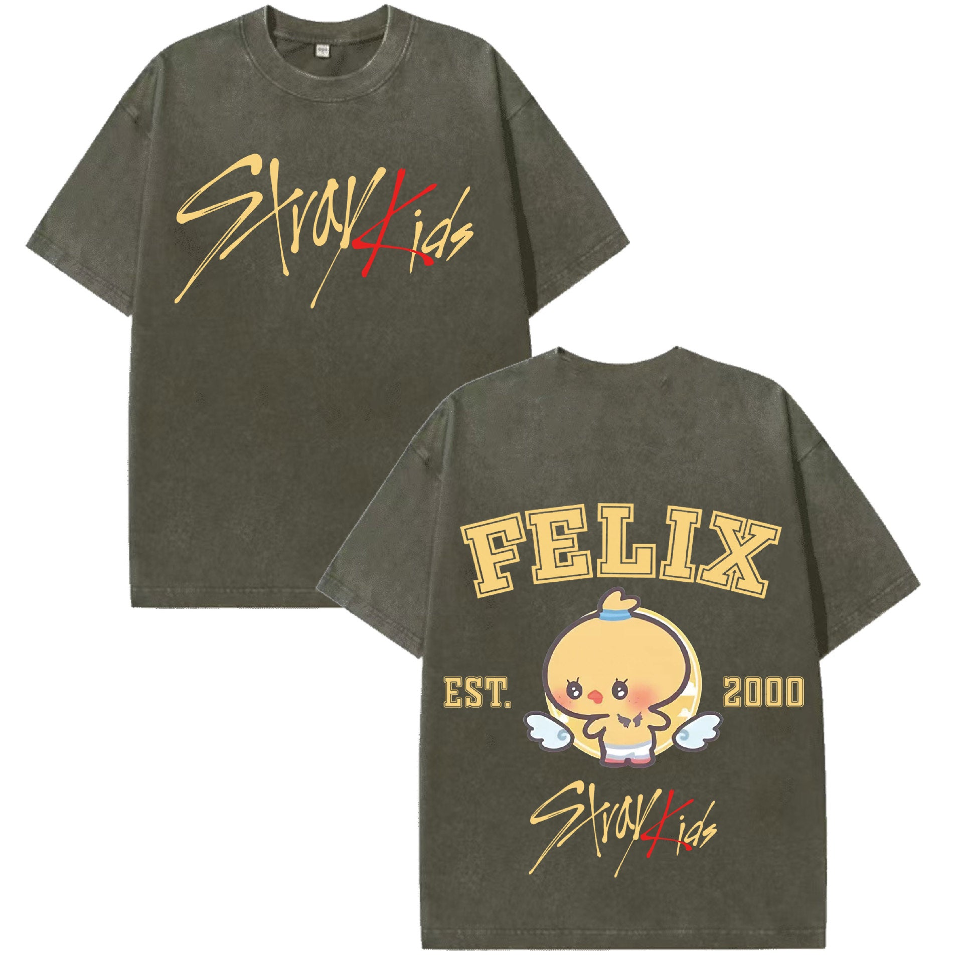 KPOP FELIX Cotton Washed Short-sleeved T-shirt