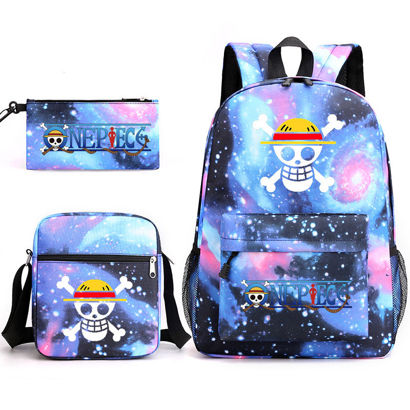 Trendy Anime Backpack Shoulder Pencil Bag Three-piece Set