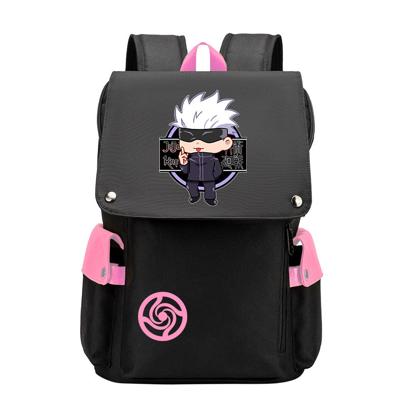 Trendy Anime Gojo Black Backpack