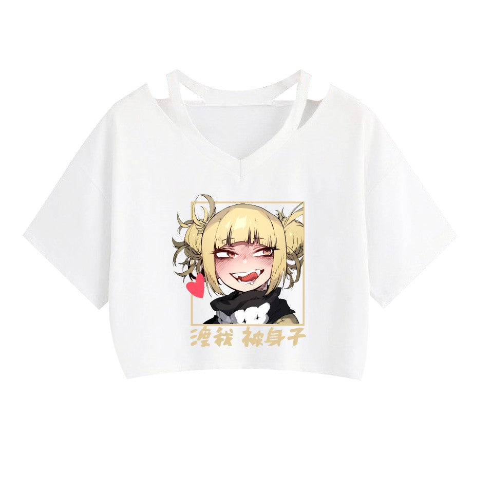 Women's Anime Graphic Printed Short Sleeve Crop T-shirt