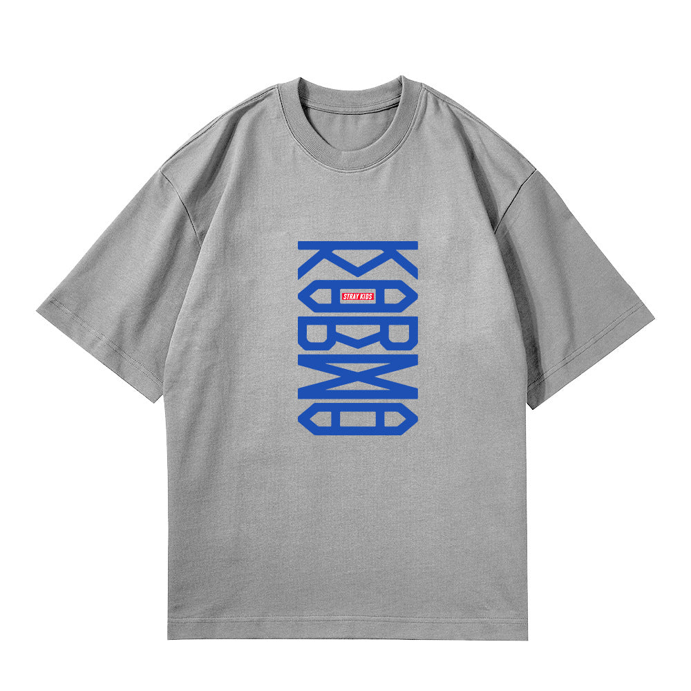 Casual KARMA Album Logo Print Crew Neck T-Shirt