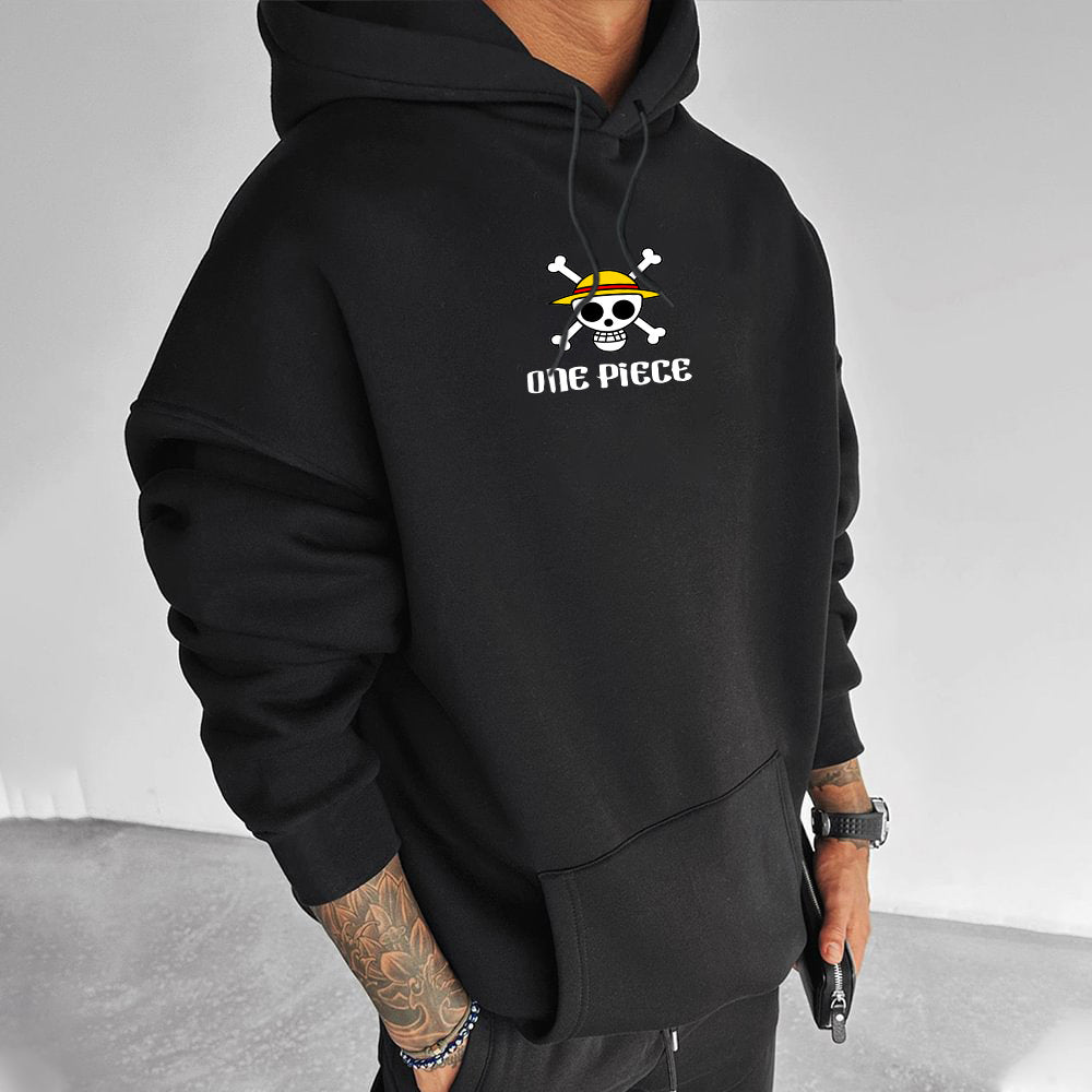 Men's Luffy Anime Print Pullover Hoodie