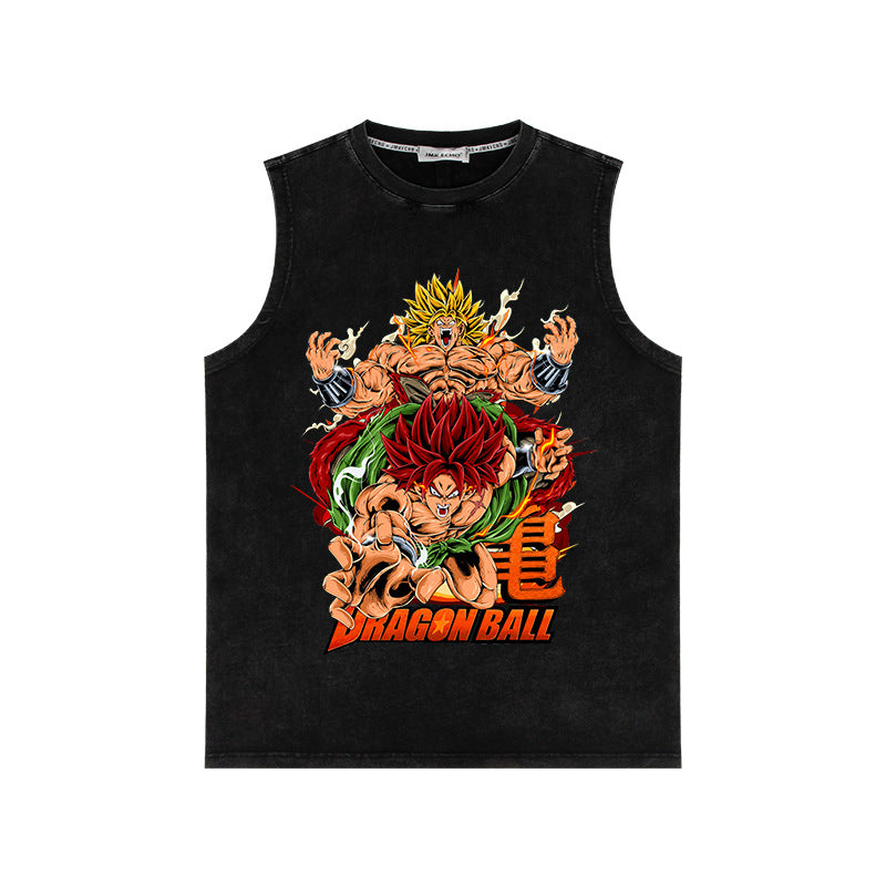 Retro Anime Washed Loose Sleeveless Vest