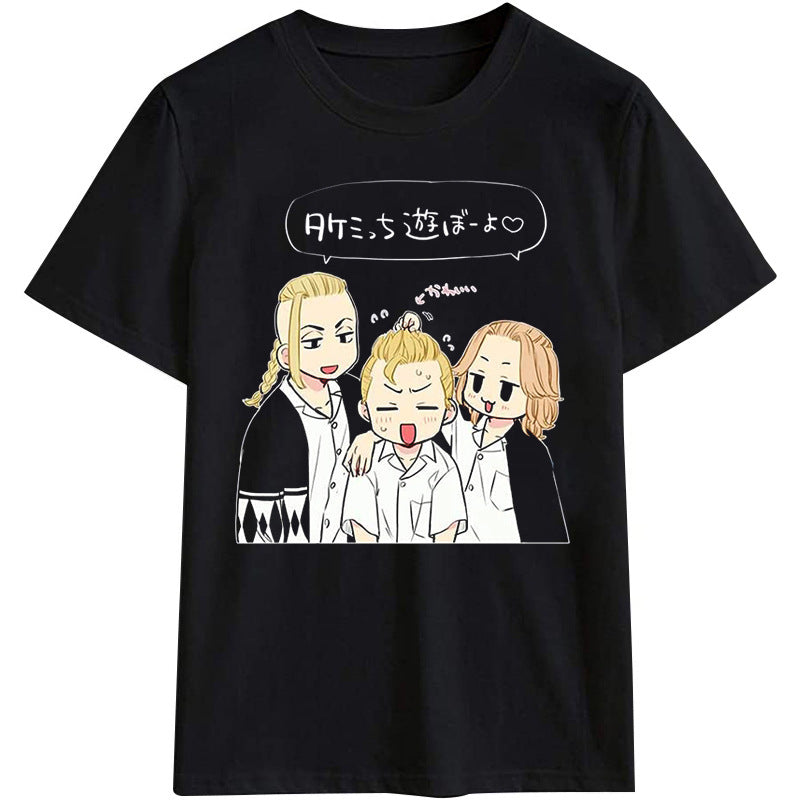 Unisex Tokyo Anime Pattern Loose T-shirt