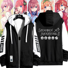 Unisex Anime Letter Zip Up Casual Hoodie